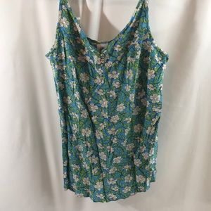 Cabi blue and green floral top L
